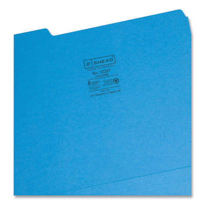 Smead™ Interior File Folders 1/3-Cut Tabs: Assorted, Letter Size, 0.75" Expansion, Sky Blue, 100/Box Flipcost Flipcost