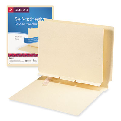 Smead™ Self-Adhesive Folder Dividers for Top/End Tab Folders, Prepunched for Fasteners, 1 Fastener, Letter Size, Manila, 100/Box Flipcost Flipcost