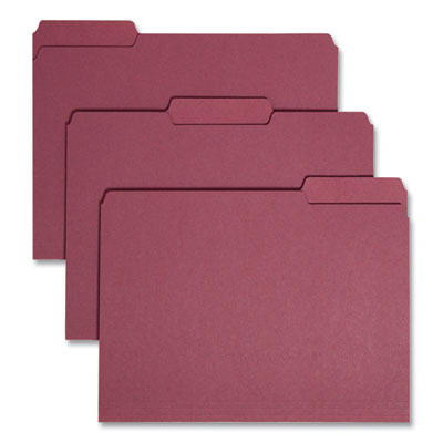 Smead™ Interior File Folders, 1/3-Cut Tabs: Assorted, Letter Size, 0.75" Expansion, Maroon, 100/Box Flipcost Flipcost