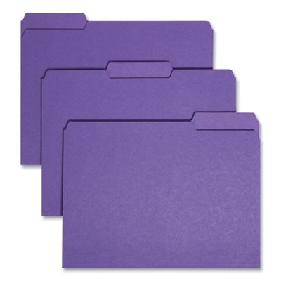 Smead™ Interior File Folders, 1/3-Cut Tabs: Assorted, Letter Size, 0.75" Expansion, Purple, 100/Box Flipcost Flipcost