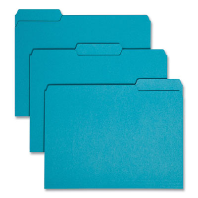 Smead™ Interior File Folders, 1/3-Cut Tabs: Assorted, Letter Size, 0.75" Expansion, Teal, 100/Box Flipcost Flipcost