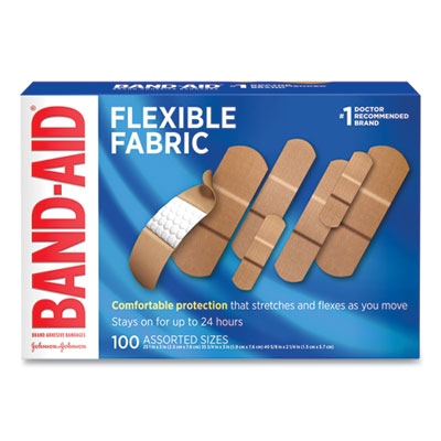 BAND-AID® Flexible Fabric Adhesive Bandages, Assorted, 100/Box Flipcost Flipcost