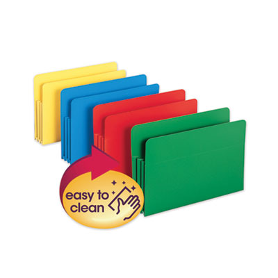 Smead™ Poly Drop Front File Pockets, 3.5" Expansion, Legal Size, Assorted Colors, 4/Box Flipcost Flipcost