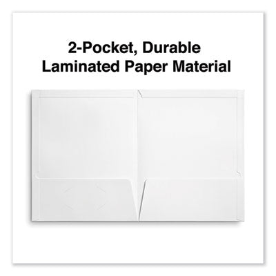 Universal® Laminated Two-Pocket Portfolios, Cardboard Paper, 100-Sheet Capacity, 11 x 8.5, White, 25/Box Flipcost Flipcost