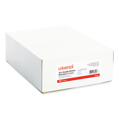 Universal® Double Window Business Envelope, #8 5/8, Commercial Flap, Gummed Closure, 3.63 x 8.63, White, 500/Box Flipcost Flipcost