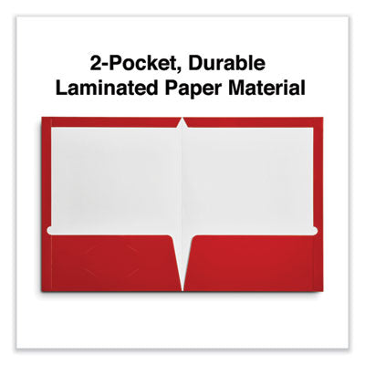 Universal® Laminated Two-Pocket Folder, Cardboard Paper, 100-Sheet Capacity, 11 x 8.5, Red, 25/Box Flipcost Flipcost