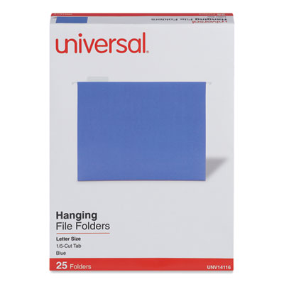 Universal® Deluxe Bright Color Hanging File Folders, Letter Size, 1/5-Cut Tabs, Blue, 25/Box Flipcost Flipcost