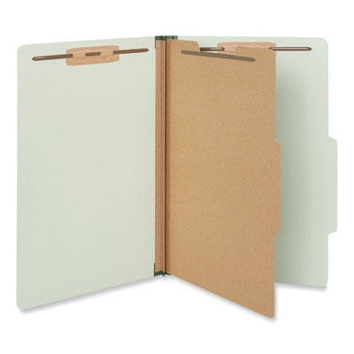 Universal® Four-Section Pressboard Classification Folders, 2" Expansion, 1 Divider, 4 Fasteners, Legal Size, Green Exterior, 10/Box Flipcost Flipcost