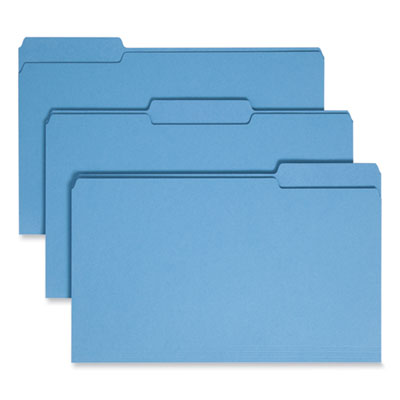 Smead™ Colored Legal File Folders, 1/3-Cut Tabs: Assorted, Legal Size, 0.75" Expansion, Blue, 100/Box Flipcost Flipcost