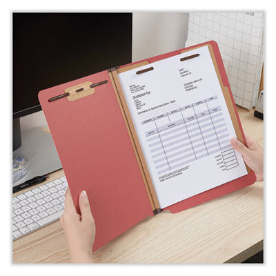 Universal® Deluxe Six-Section Pressboard End Tab Classification Folders, 2 Dividers, 6 Fasteners, Letter Size, Bright Red, 10/Box Flipcost Flipcost