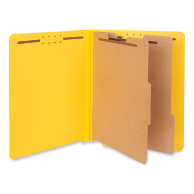 Universal® Deluxe Six-Section Pressboard End Tab Classification Folders, 2 Dividers, 6 Fasteners, Letter Size, Yellow, 10/Box Flipcost Flipcost