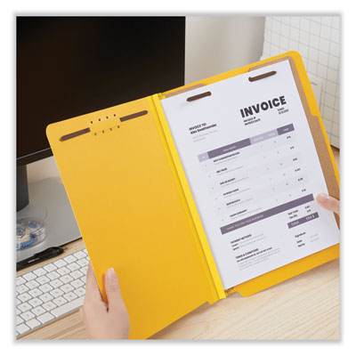 Universal® Deluxe Six-Section Pressboard End Tab Classification Folders, 2 Dividers, 6 Fasteners, Letter Size, Yellow, 10/Box Flipcost Flipcost