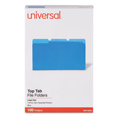 Universal® Deluxe Legal Size Colored Top Tab Folders, 1/3-Cut Tabs: Assorted, Blue/Light Blue, 100/Box Flipcost Flipcost