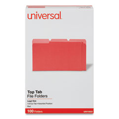 Universal® Deluxe Colored Top Tab File Folders Legal, 1/3-Cut Tabs: Assorted, Red/Light Red, 100/Box Flipcost Flipcost