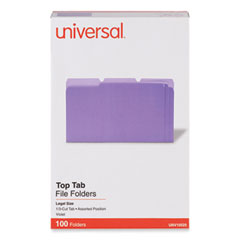 Universal® Deluxe Colored Top Tab File Folders, 1/3-Cut Tabs: Assorted, Legal Size, Violet/Light Violet, 100/Box Flipcost Flipcost