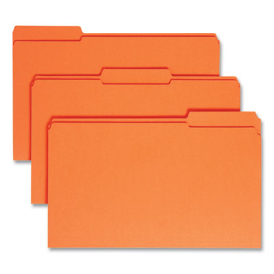 Smead™ Durable Reinforced Top Tab File Folders, 1/3-Cut Tabs: Assorted, Legal Size, 0.75" Expansion, Orange, 100/Box Flipcost Flipcost