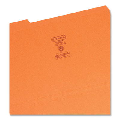 Smead™ Durable Reinforced Top Tab File Folders, 1/3-Cut Tabs: Assorted, Legal Size, 0.75" Expansion, Orange, 100/Box Flipcost Flipcost