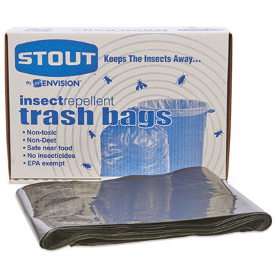 Stout® by Envision™ Insect-Repellent Trash Bags, 55 gal, 2 mil, 37" x 52", Black, 65/Box Flipcost Flipcost