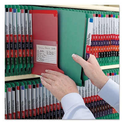 Smead™ End Tab Pressboard Classification Folders, Six SafeSHIELD Fasteners, 2" Expansion, 2 Dividers, Letter Size, Green, 10/Box Flipcost Flipcost