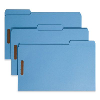 Smead™ Top Tab Colored Fastener Folders, 0.75" Expansion, 2 Fasteners, Legal Size, Blue Exterior, 50/Box Flipcost Flipcost