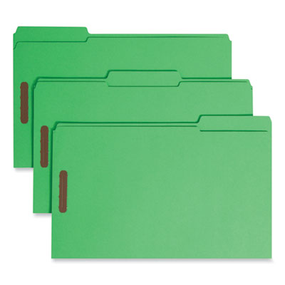 Smead™ Top Tab Colored Fastener Folders, 0.75" Expansion, 2 Fasteners, Legal Size, Green Exterior, 50/Box Flipcost Flipcost