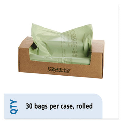 Stout® by Envision™ Compostable EcoSafe 6400 Bags, 64 gal, 0.85 mil, 48" x 60", Green, 30/Box Flipcost Flipcost