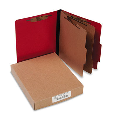 ColorLife PRESSTEX Classification Folders, 3" Expansion, 2 Dividers, 6 Fasteners, Letter Size, Executive Red Exterior, 10/Box Flipcost Flipcost