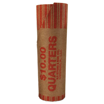 Tubular Coin Wrappers Brown Kraft Quarters, $10, 1,000 Wrappers/Box Flipcost Flipcost