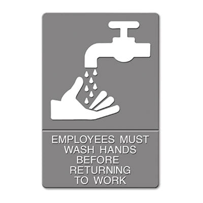 Headline® Sign ADA Sign compliant employee restroom sign, Tactile Symbol/Braille, 6 x 9, Gray Flipcost Flipcost