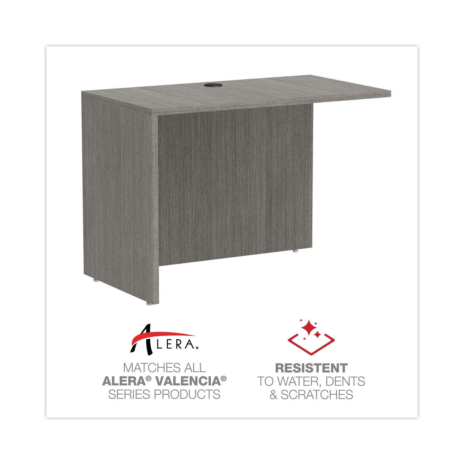 Alera® Alera Valencia Series Reversible Return/Bridge Shell, 42w x 23.63d x 29.5h, Gray