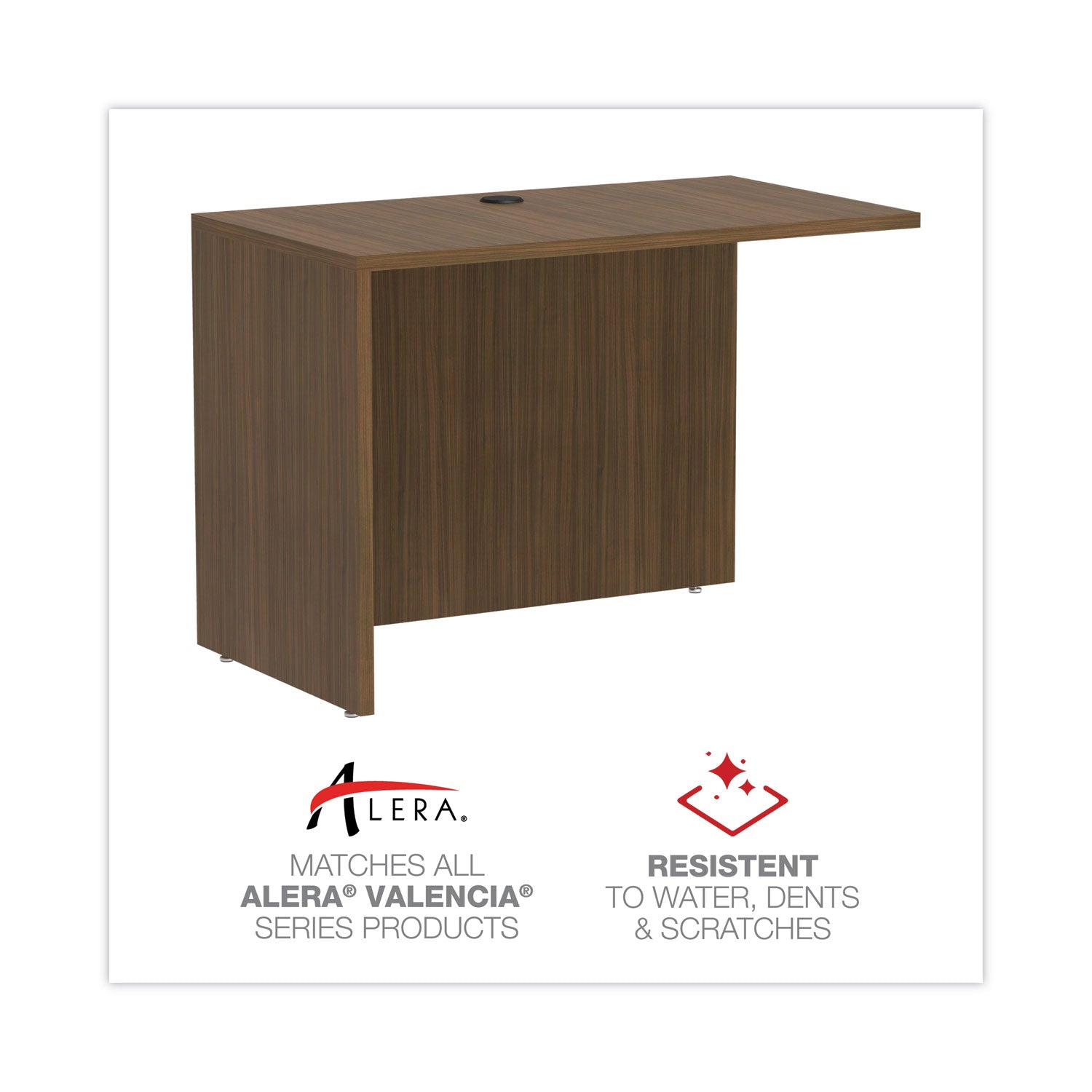 Alera® Alera Valencia Series Reversible Return/Bridge Shell, 42w x 23.63d x 29.5h, Modern Walnut