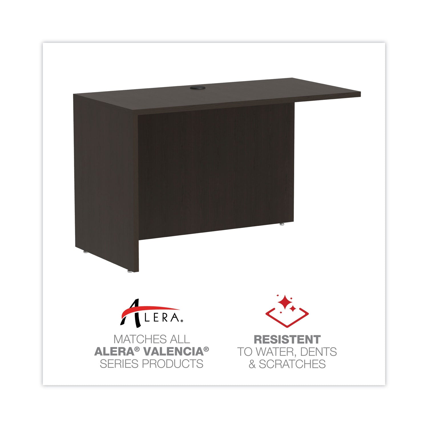 Alera® Alera Valencia Series Reversible Return/Bridge Shell, 47.25w x 23.63d x 29.5h, Espresso