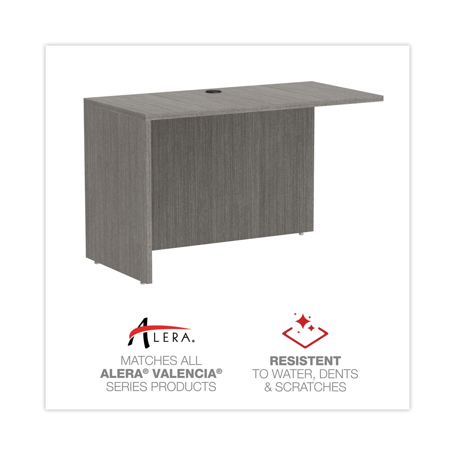 Alera® Alera Valencia Series Reversible Return/Bridge Shell, 47.25w x 23.63d x 29.5h, Gray