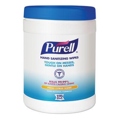 PURELL® Sanitizing Hand Wipes, 6.75 x 6, Fresh Citrus, White, 270 Wipes/Canister Flipcost Flipcost