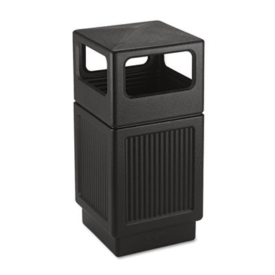 Canmeleon Recessed Panel Receptacles, Side-Open, 38 gal, Polyethylene, Black Flipcost Flipcost