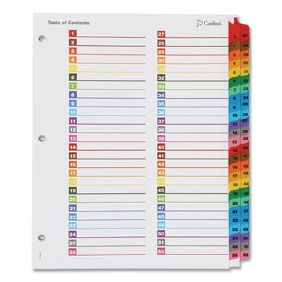 Cardinal® OneStep Printable Table of Contents and Dividers - Double Column, 52-Tab, 1 to 52, 11 x 8.5, White, 1 Set Flipcost Flipcost