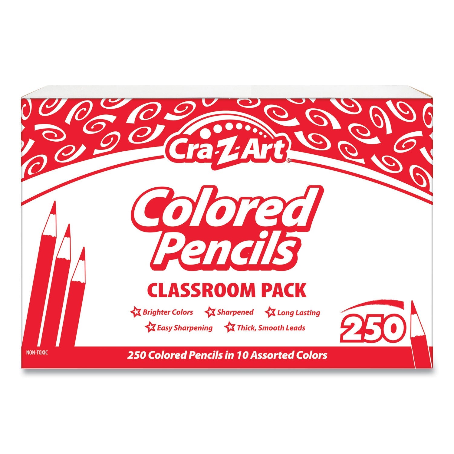 Cra-Z-Art® Colored Pencils Classpack, 10 Assorted Lead and Barrel Colors, 10 Pencils/Set, 25 Sets/Carton