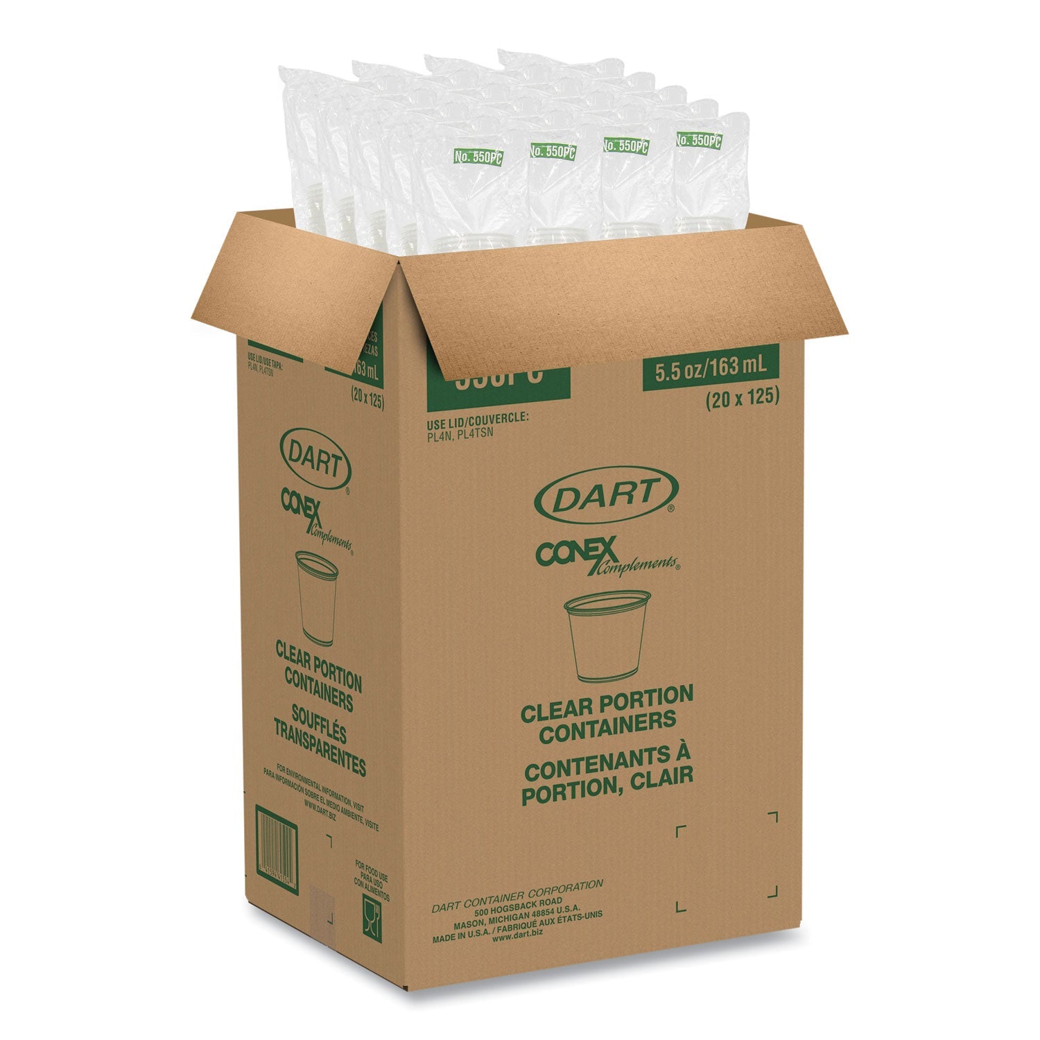 Dart® Conex Complements Portion/Medicine Cups, 5.5 oz, Translucent, 125/Bag, 20 Bags/Carton