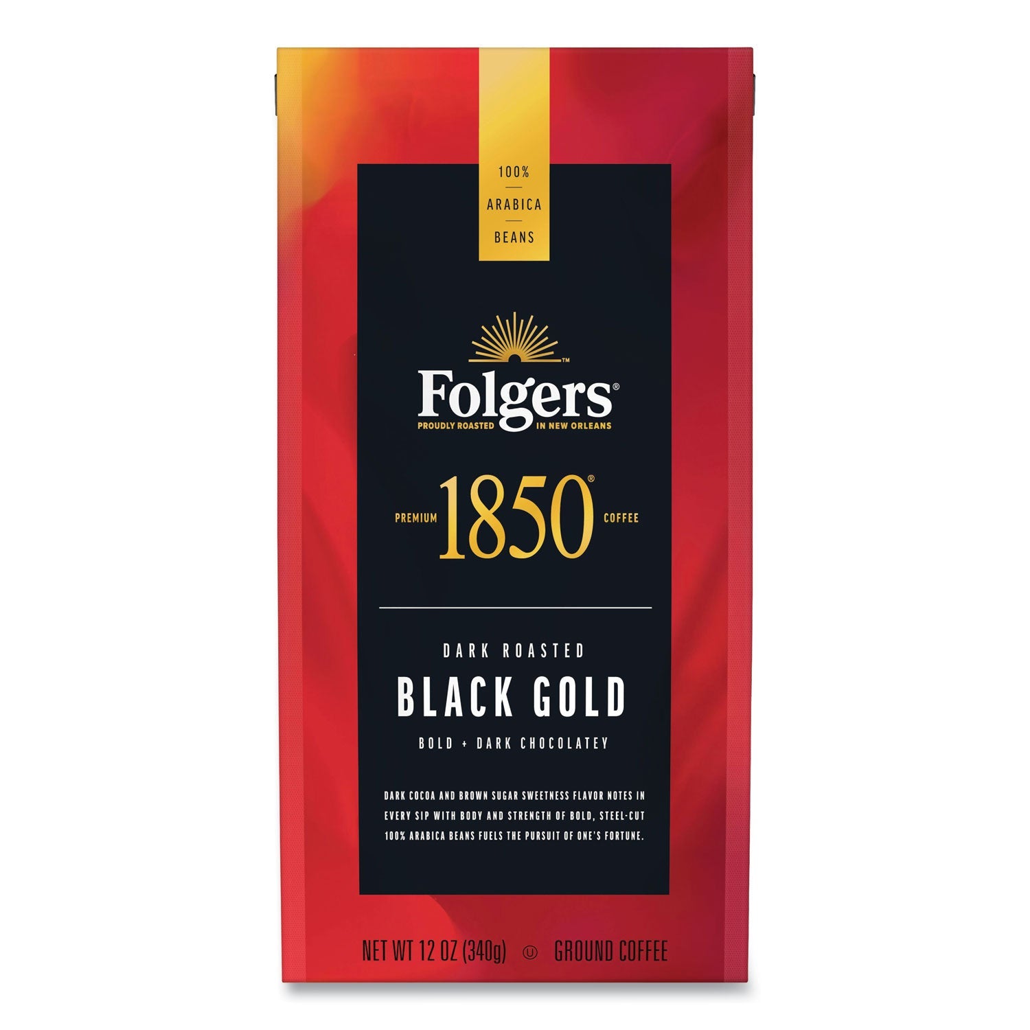 Coffee, Black Gold, Dark Roast, Ground, 12 oz Bag, 6/Carton