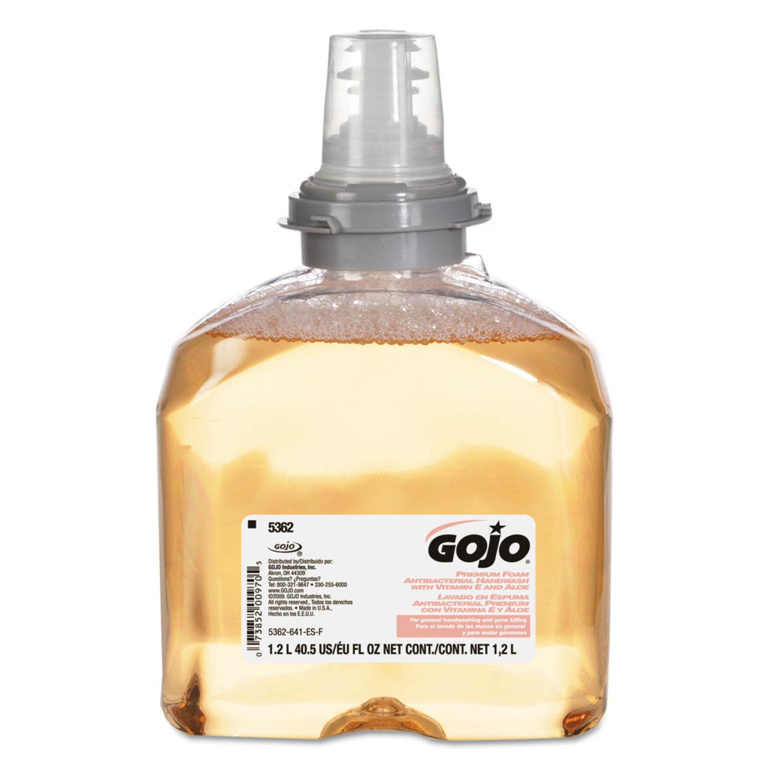 GOJO® Premium Foam Antibacterial Hand Wash Refill, Fresh Fruit Scent, 1,200 mL, 2/Carton