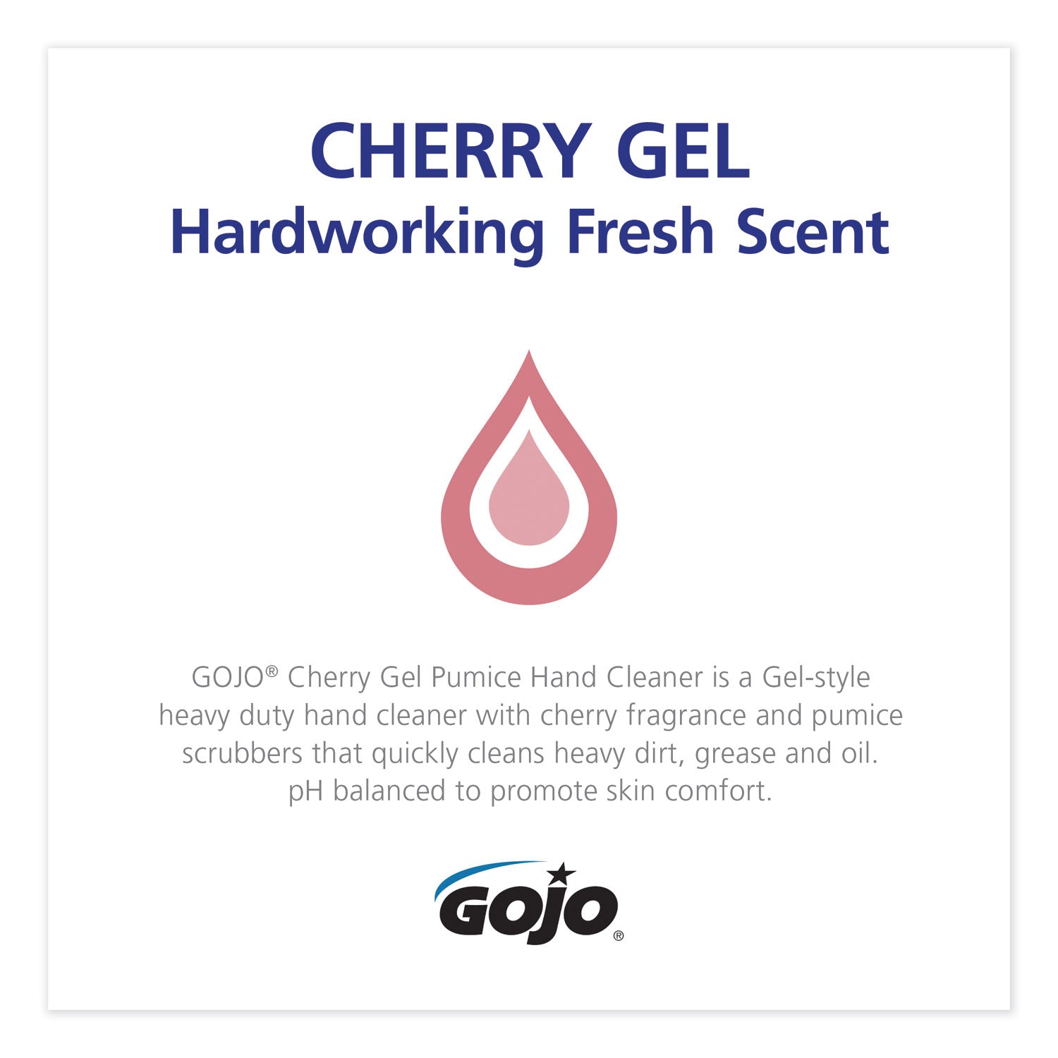 GOJO® Cherry Gel Pumice Hand Cleaner, Cherry Scent, 2,000 ml Refill, 4/Carton