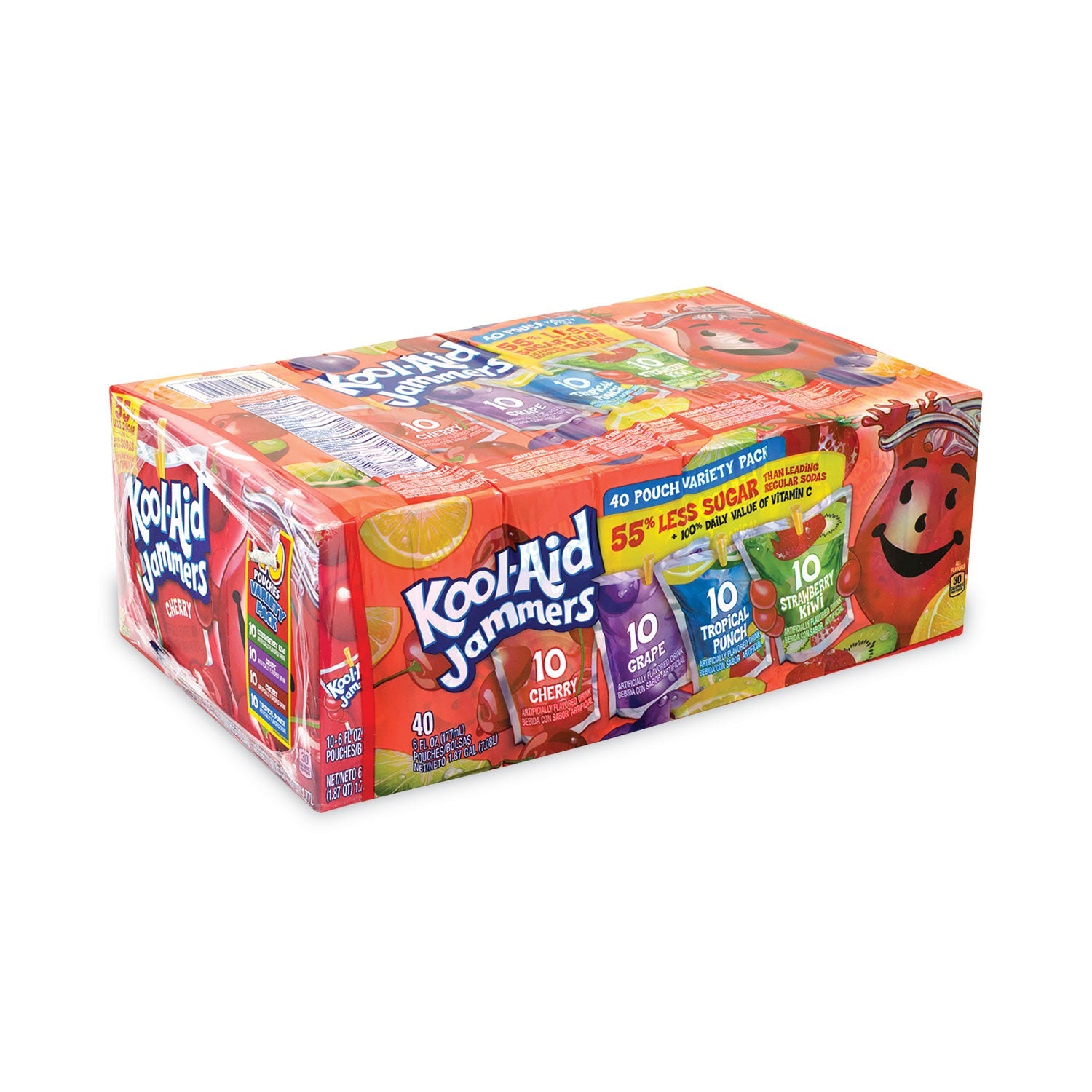 Kool-Aid Jammers Juice Pouch Variety Pack, 6 oz Pouch, 40/Carton