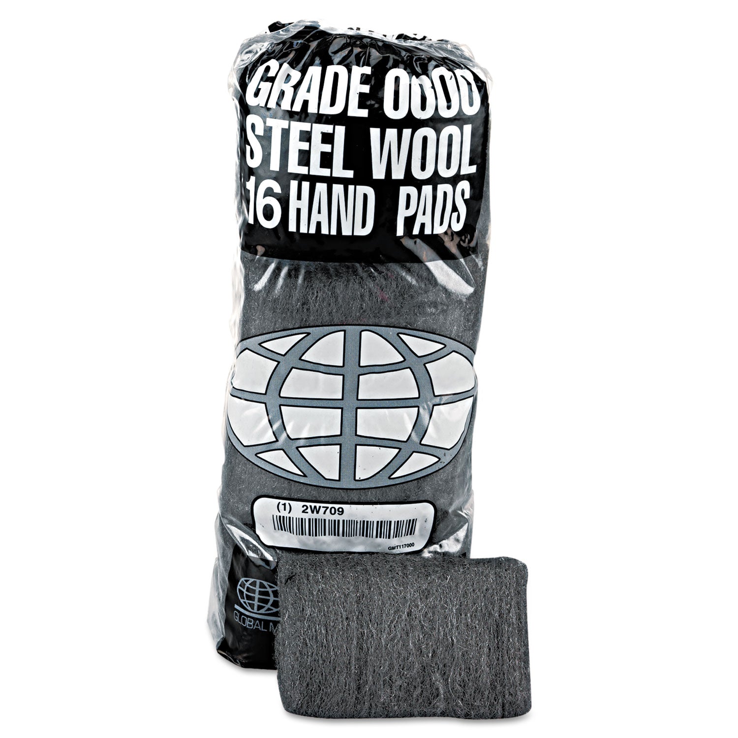 GMT Industrial-Quality Steel Wool Hand Pad, #2 Medium Coarse, Steel Gray, 16/Pack, 12 Packs/Carton