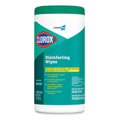 CLOROX SALES CO. Disinfecting Wipes, 1-Ply, Fresh Scent, 7 x 8, White, 75/Canister, 6 Canisters/Carton Flipcost Flipcost