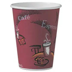 DART Paper Hot Drink Cups in Bistro Design, 12 oz, Maroon, 300/Carton Flipcost Flipcost