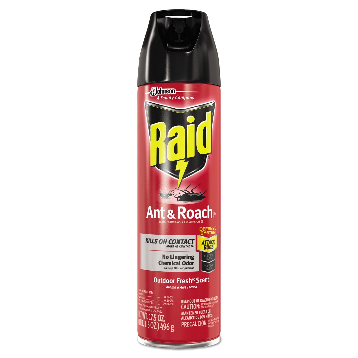 Raid® Ant and Roach Killer, 17.5 oz Aerosol Spray, Outdoor Fresh, 12/Carton