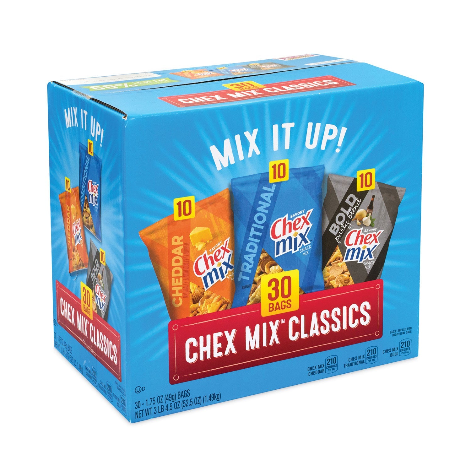 Chex Mix® Varieties, Assorted Flavors, 1.75 oz Pack, 30 Packs/Carton