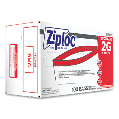 Ziploc® Double Zipper Storage Bags, 2 gal, 1.75 mil, 15" x 13", Clear, 100/Carton Flipcost Flipcost