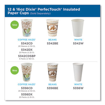 PerfecTouch Paper Hot Cups, 16 oz, Coffee Haze Design, 50/Sleeve, 20 Sleeves/Carton Flipcost Flipcost