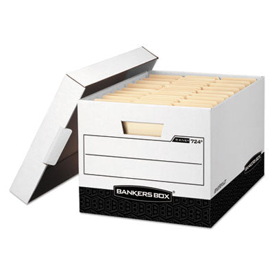 R-KIVE Heavy-Duty Storage Boxes, Letter/Legal Files, 12.75" x 16.5" x 10.38", White/Black, 12/Carton Flipcost Flipcost